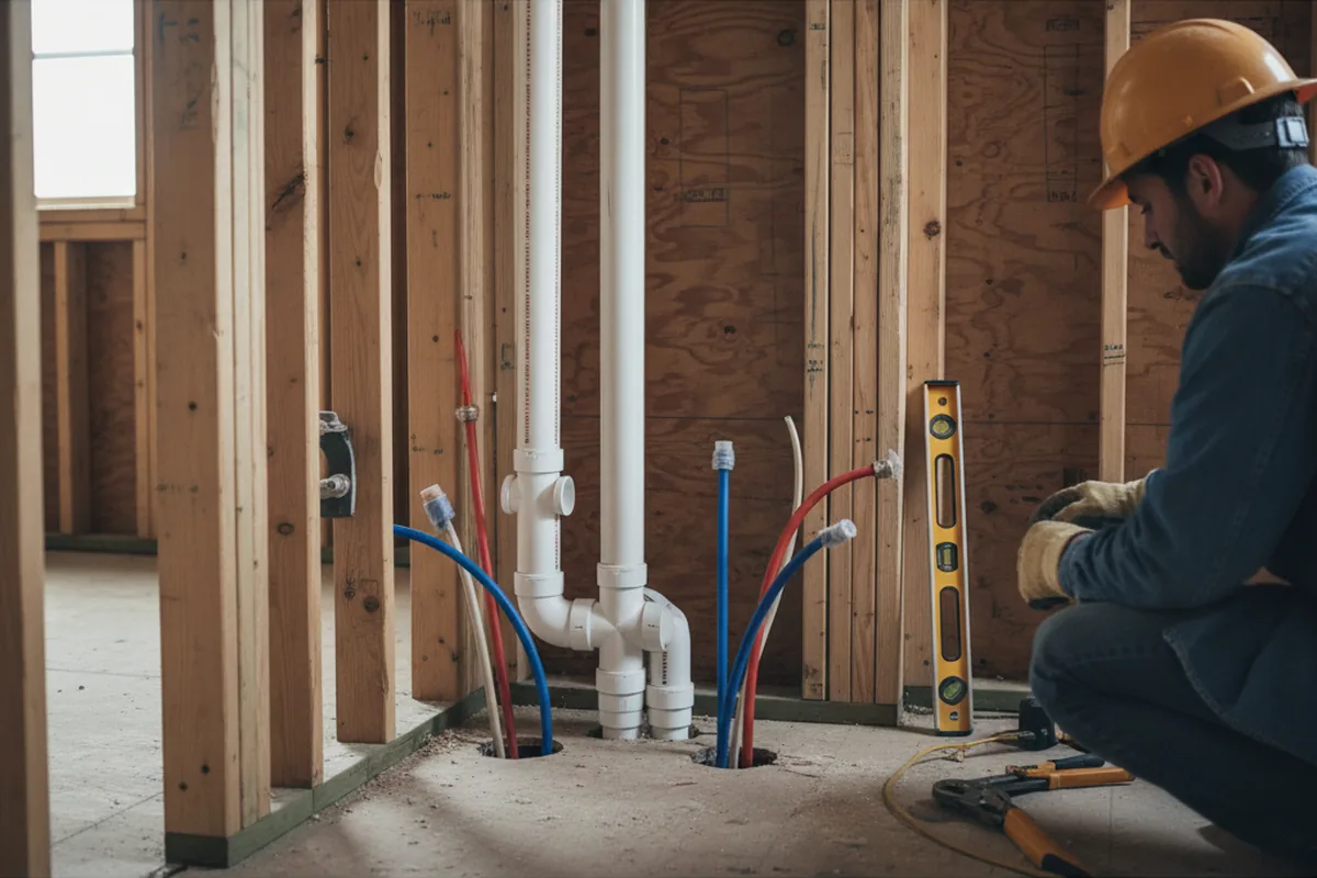 Drain and supply rough-in during Toilet Repair and Installation in Ona